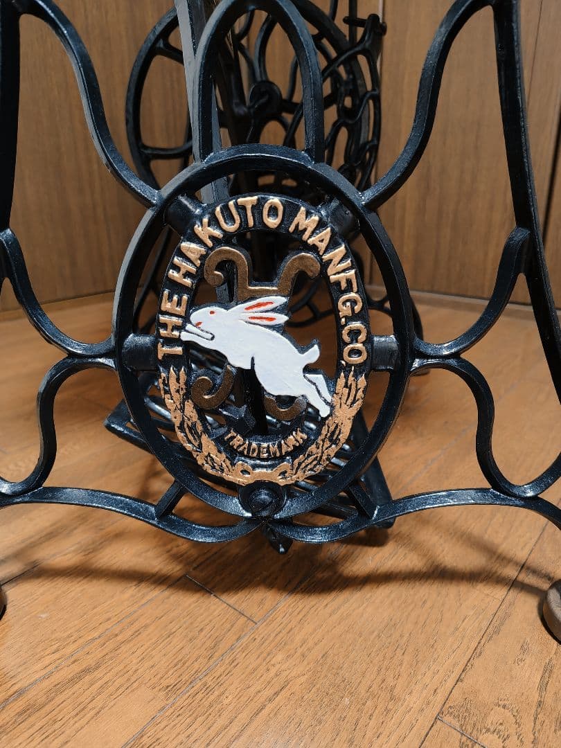 ハクトウ　アンティークミシン　ミシン脚　ハンドメイド　テーブル　ミシン台　ミシン