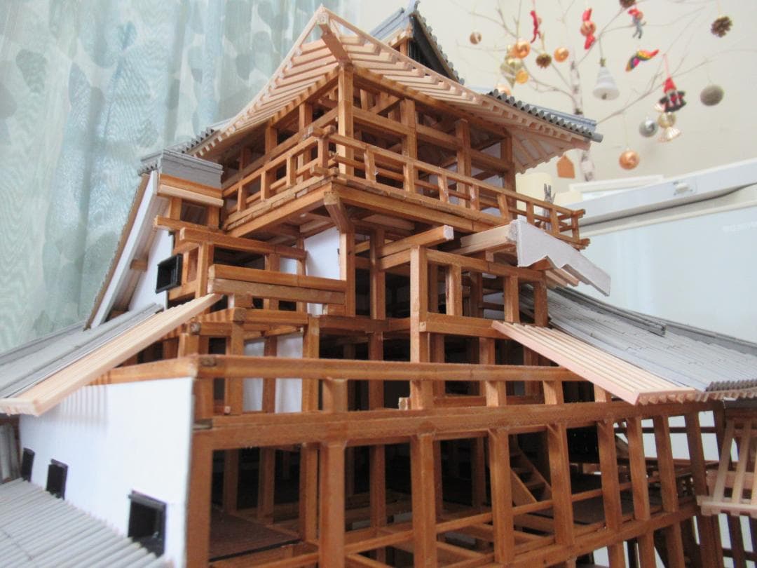 【自作品】国宝犬山城構造模型　縮尺約１／５０　高さ約５５ｃｍ