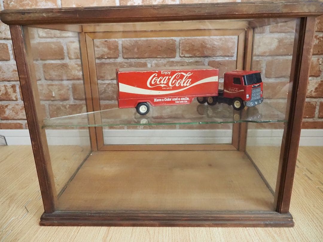 ビンテージ古い木製 ガラスケース 2段 卓上ショーケース レトロ昭和