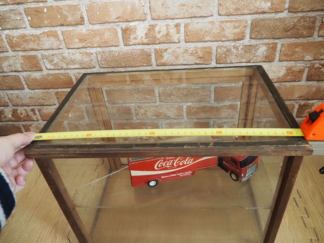 ビンテージ古い木製 ガラスケース 2段 卓上ショーケース レトロ昭和