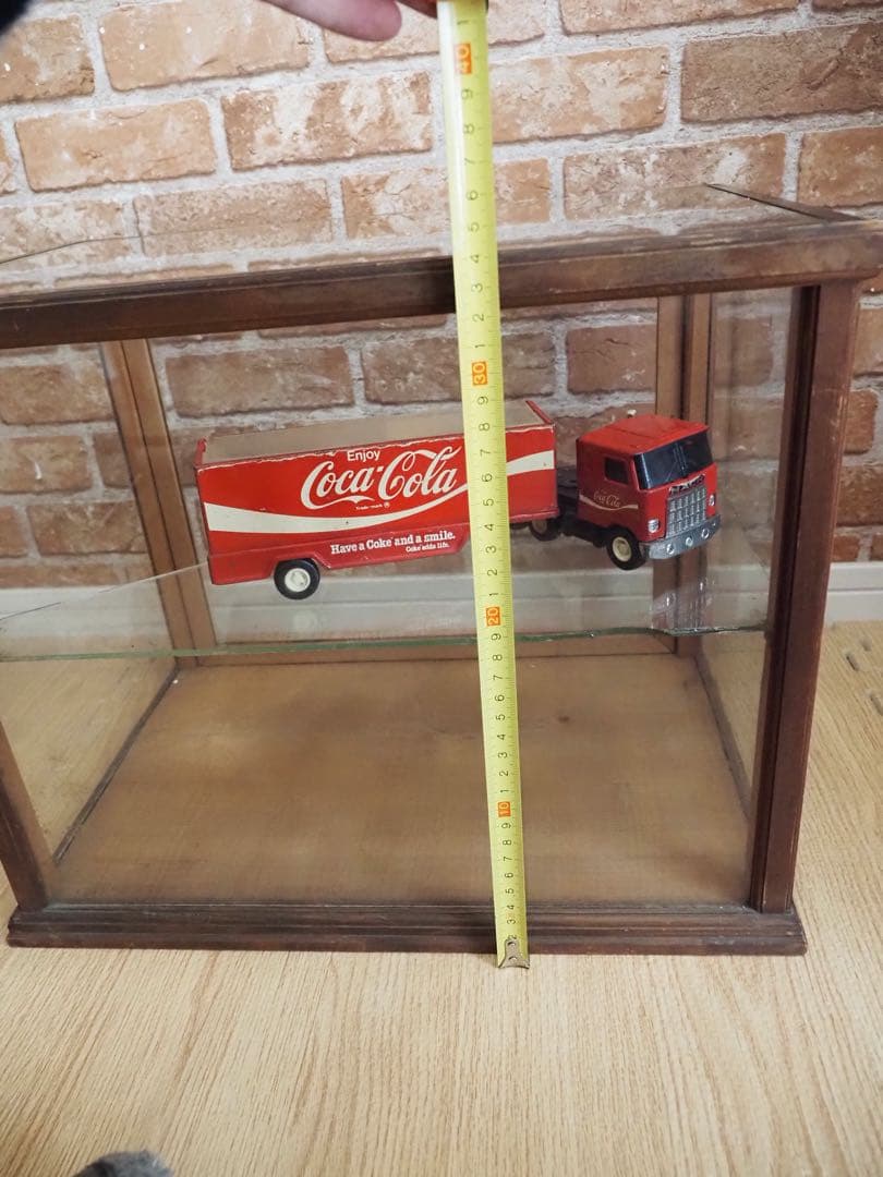 ビンテージ古い木製 ガラスケース 2段 卓上ショーケース レトロ昭和