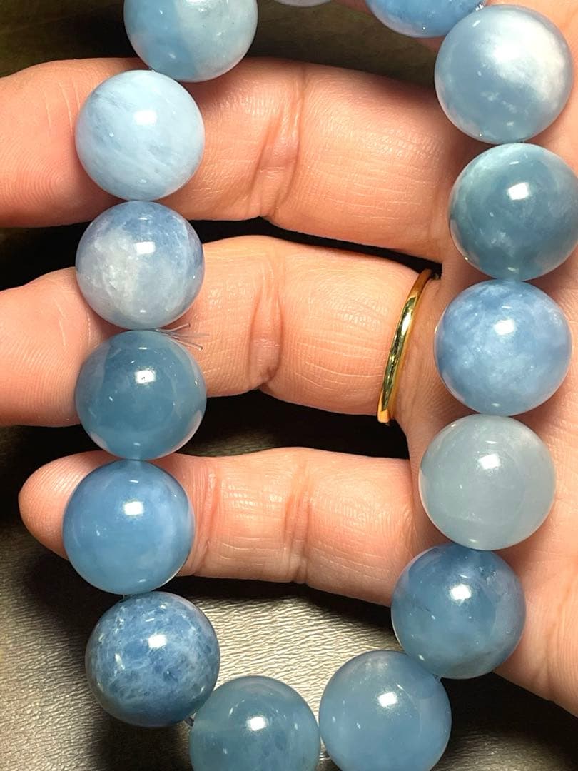 【新入荷】　ファントムアクアマリンブレス14㎜大玉（新品未使用）一点限りブルー