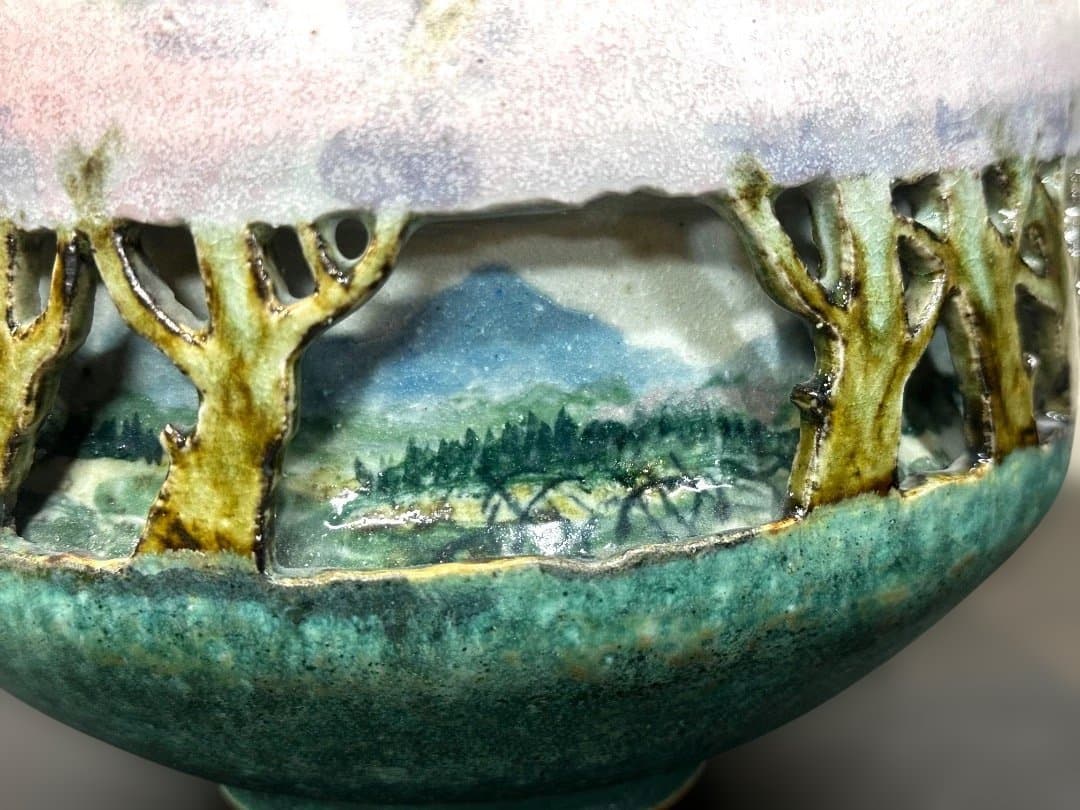 新品　透し彫り　大鉢　桜　満開　みなと焼　秋田　母の日　海外へのお土産