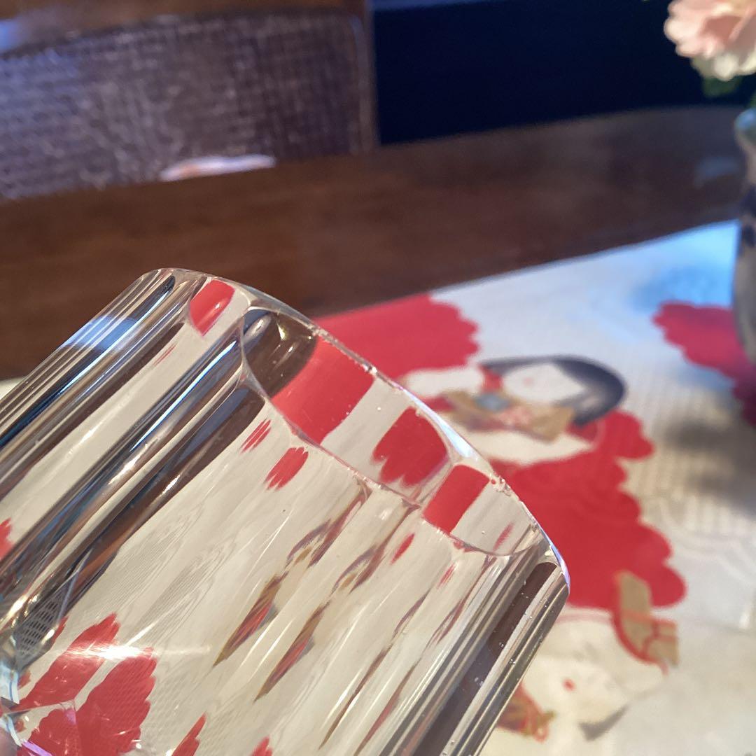 A1050 アンティーク　和ガラス　クリスタル　ワイングラス　ピンク