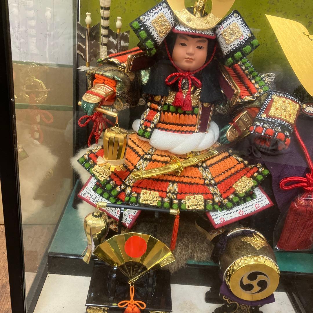 B-1峰月作 五月人形 子供大将飾 武士の鎧付 オルゴール付ヴィンテージ季節物