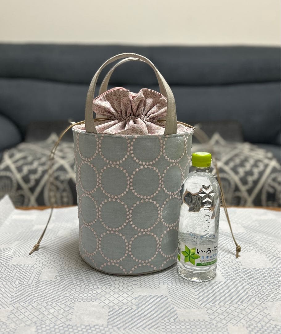 ハンドメイド ミナペルホネン 新色tambourine きんちゃくバケツトート
