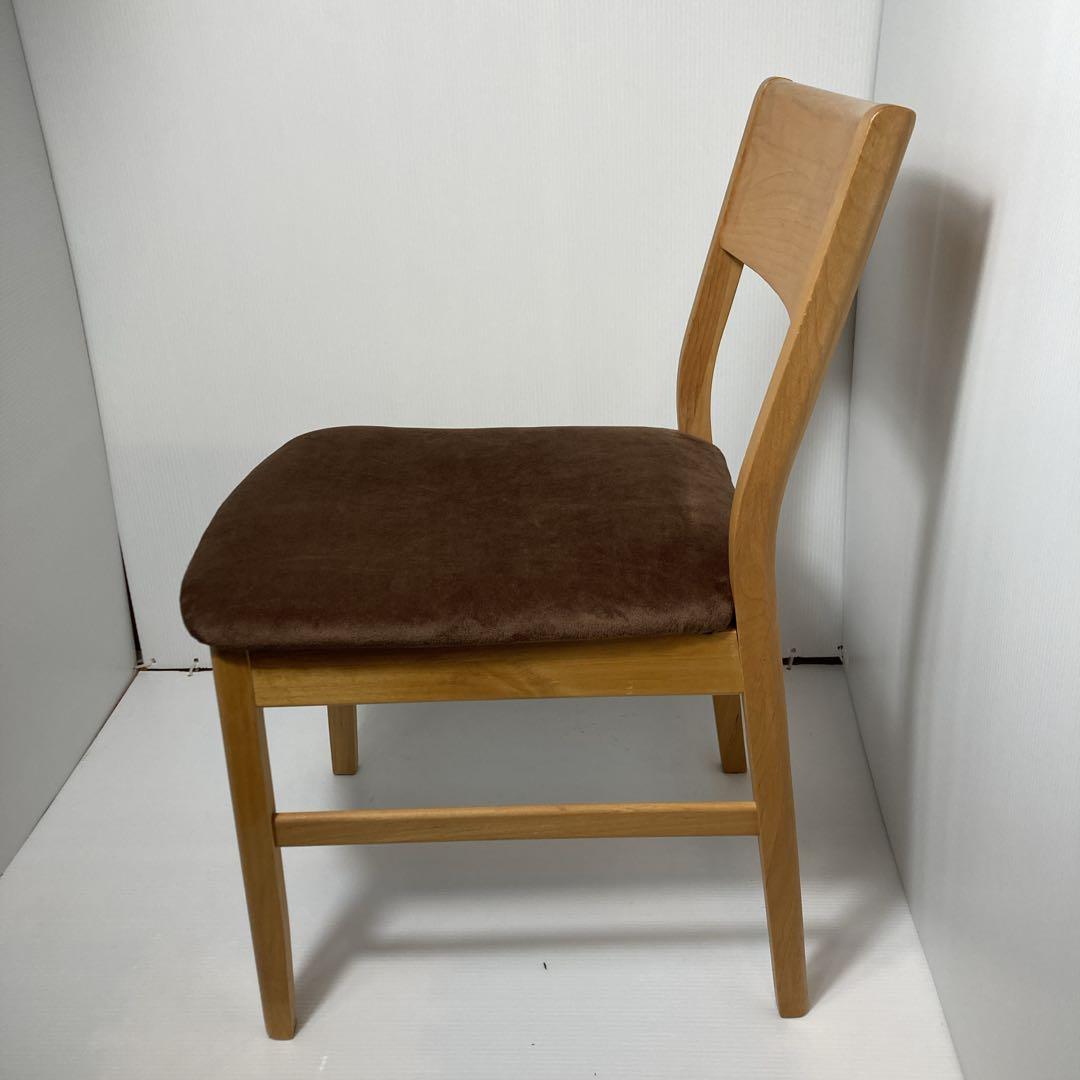天然木　木製　ダイニングチェア　リメイク家具　ベロア生地　椅子　イス　ブラウン