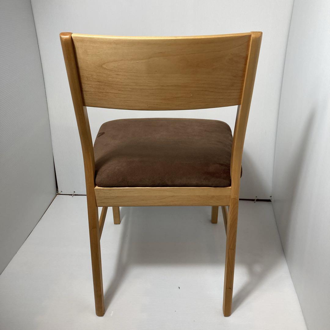 天然木　木製　ダイニングチェア　リメイク家具　ベロア生地　椅子　イス　ブラウン