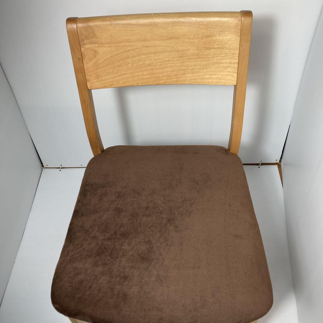 天然木　木製　ダイニングチェア　リメイク家具　ベロア生地　椅子　イス　ブラウン