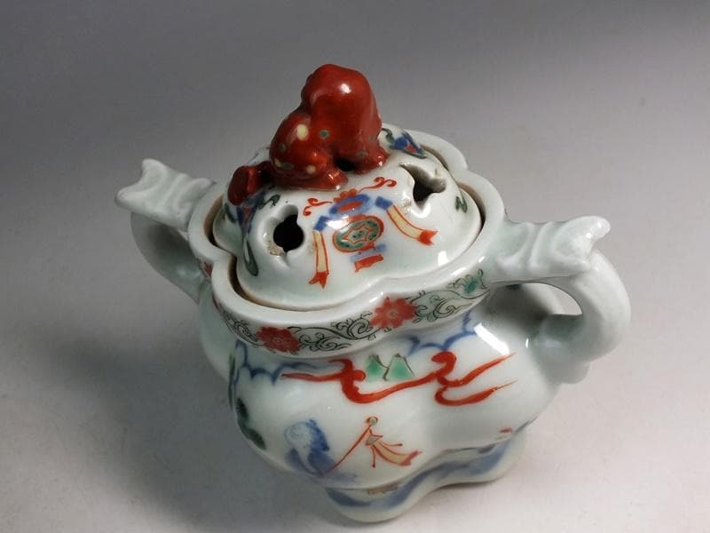 ☆古陶磁 中国 清朝 色絵 香炉 古玩 B6