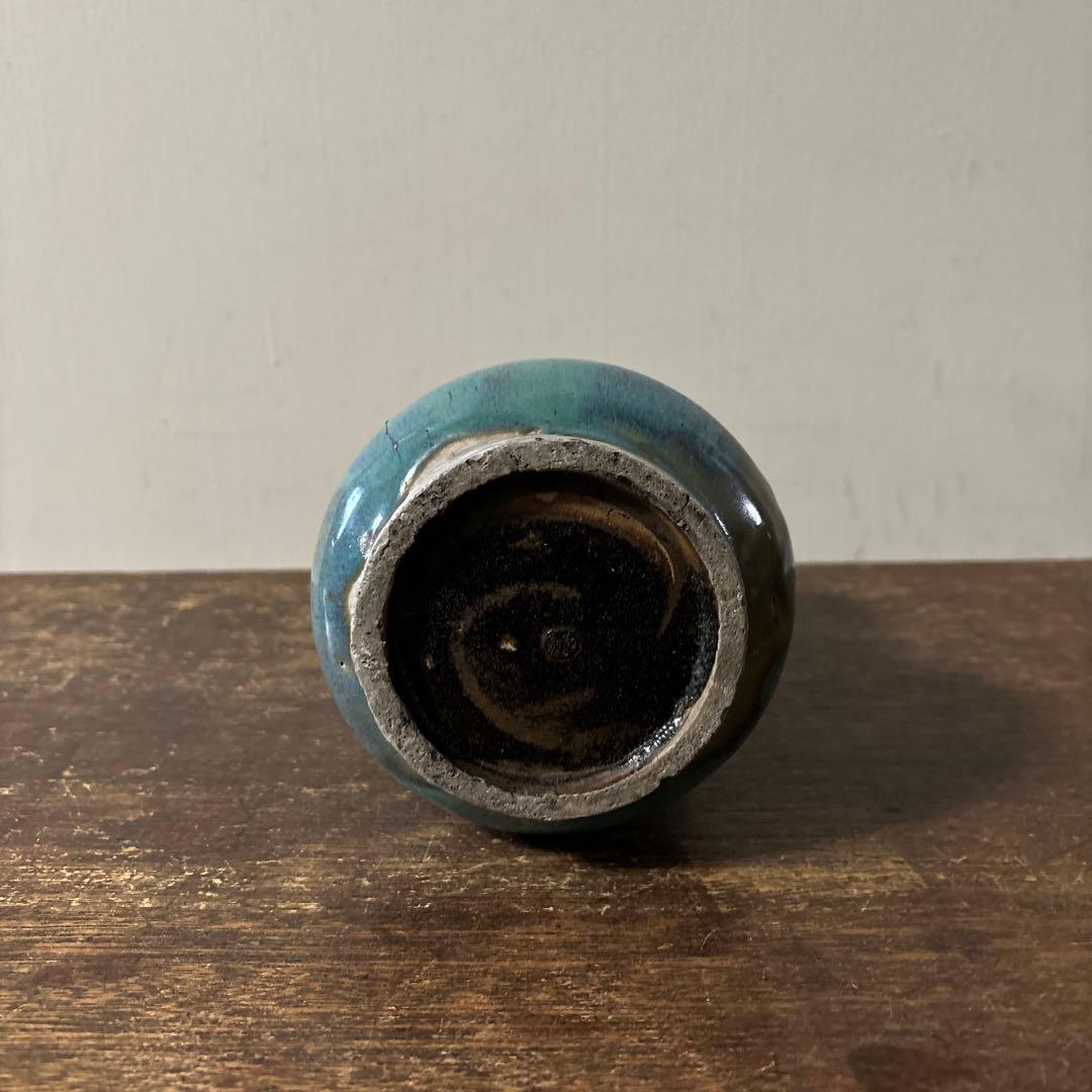 琉球　ユシビン 緑釉瓢形瓶　やちむん.壺屋焼.柳宗悦.民藝.アンティーク.李朝