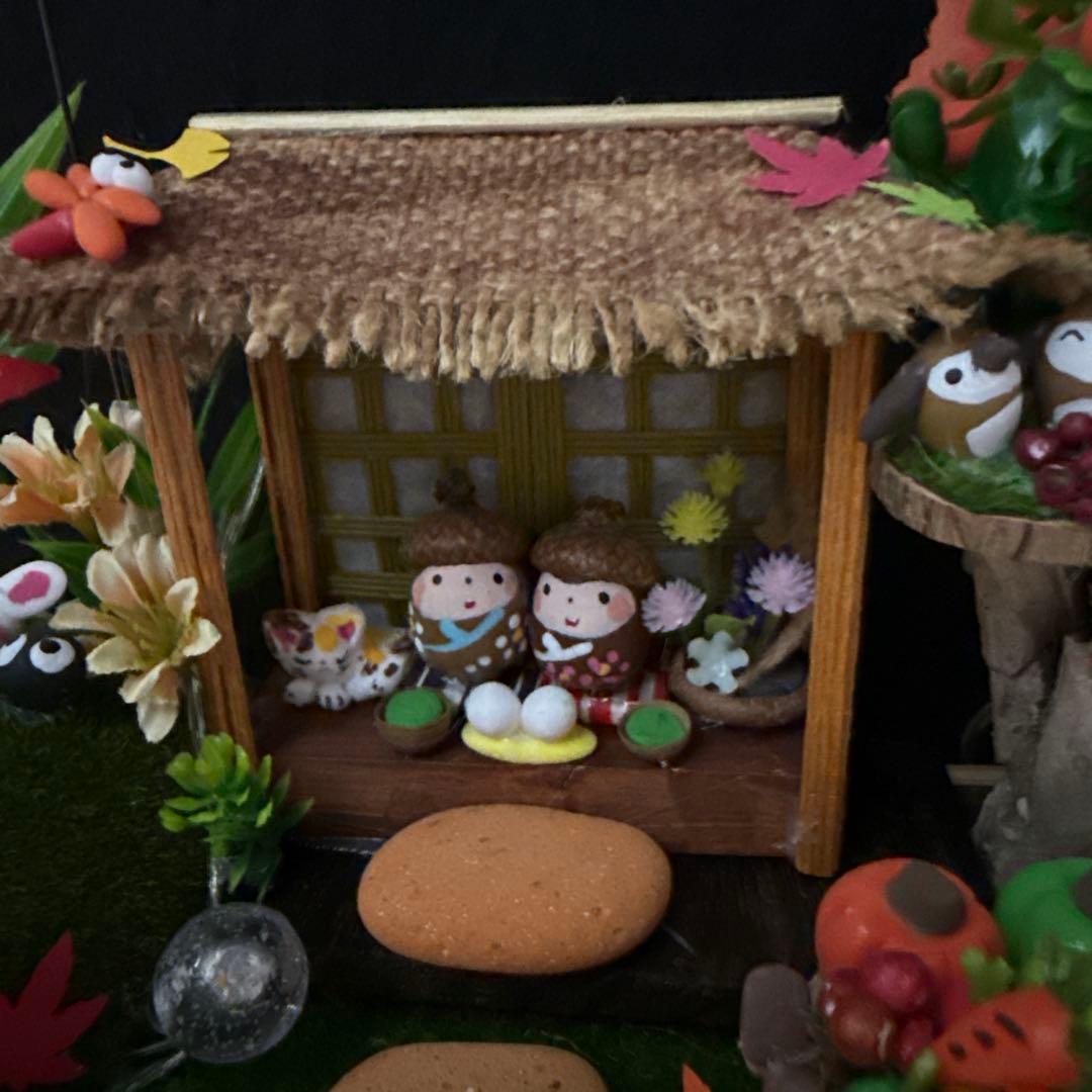 どんぐりアート♡秋のライト付きオブジェ ＆お月見オブジェライト付き♡