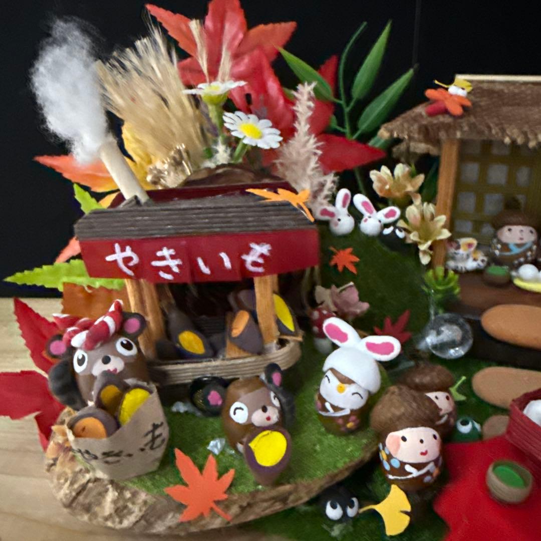 どんぐりアート♡秋のライト付きオブジェ ＆お月見オブジェライト付き♡