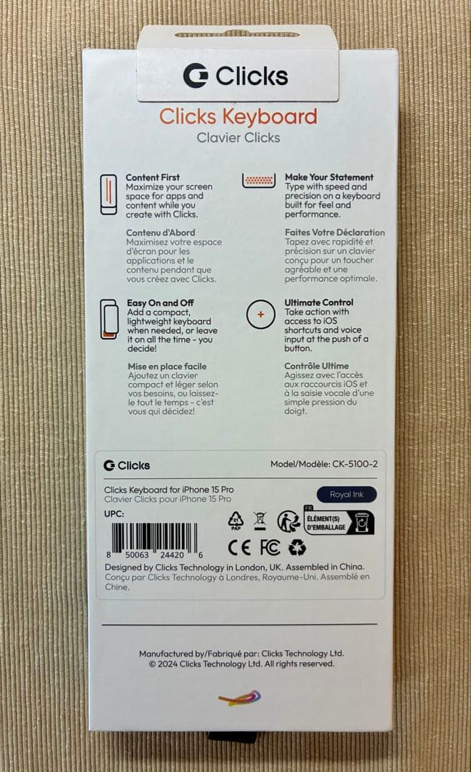 iPhoneアクセサリー Clicks Keyboard for iPhone 15 Pro