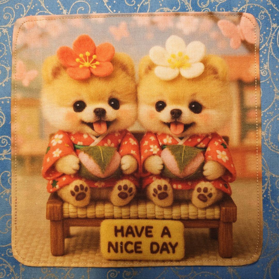 ご確認用　ピーチ　ポメちゃん柄　ハンカチ　ハンドメイド12/15　19枚