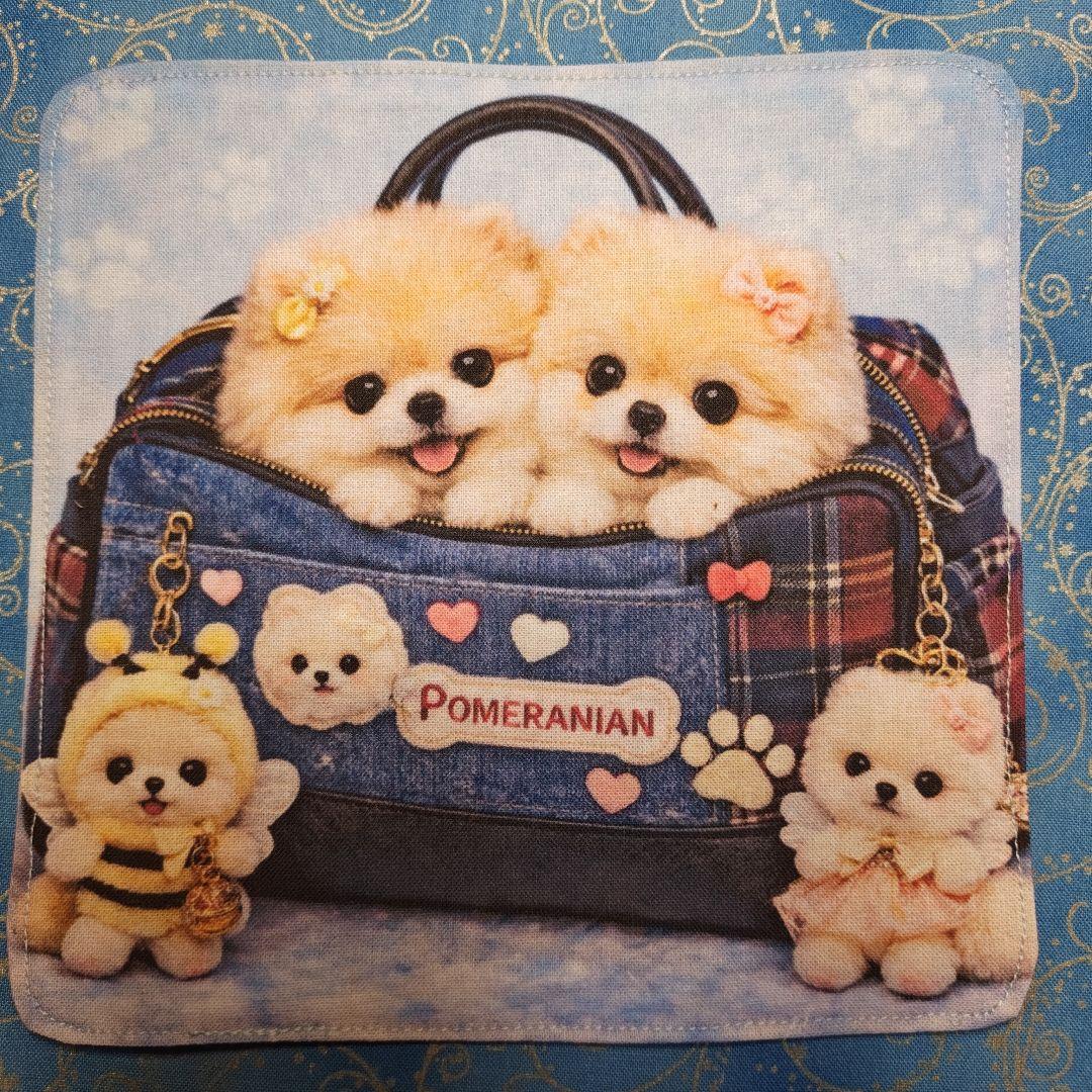 ご確認用　ピーチ　ポメちゃん柄　ハンカチ　ハンドメイド12/15　19枚