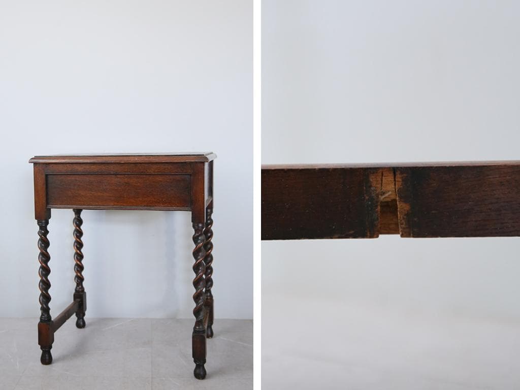 英国アンティーク木製カトラリーテーブル/サイドテーブル机/飾り棚(92-268)