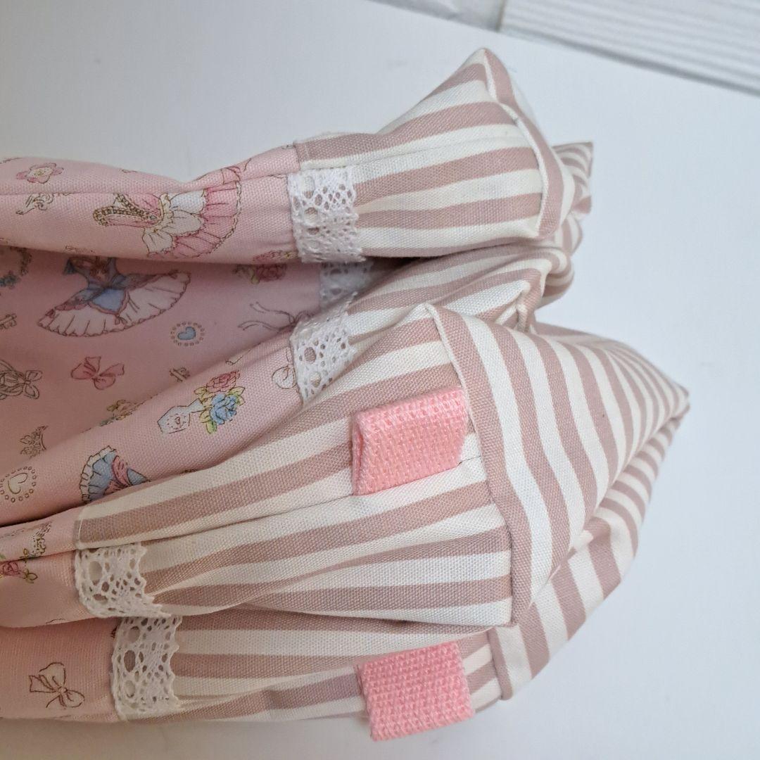 ハンドメイド大きめレッスンバッグ　ドレス柄　ピンク　入園、入学