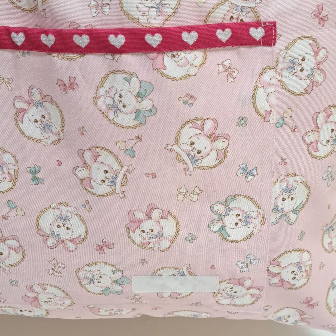 ハンドメイド大きめレッスンバッグ　ドレス柄　ピンク　入園、入学