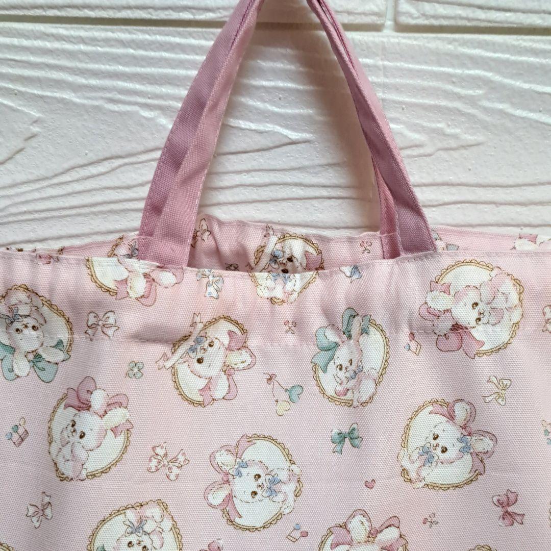ハンドメイド大きめレッスンバッグ　ドレス柄　ピンク　入園、入学