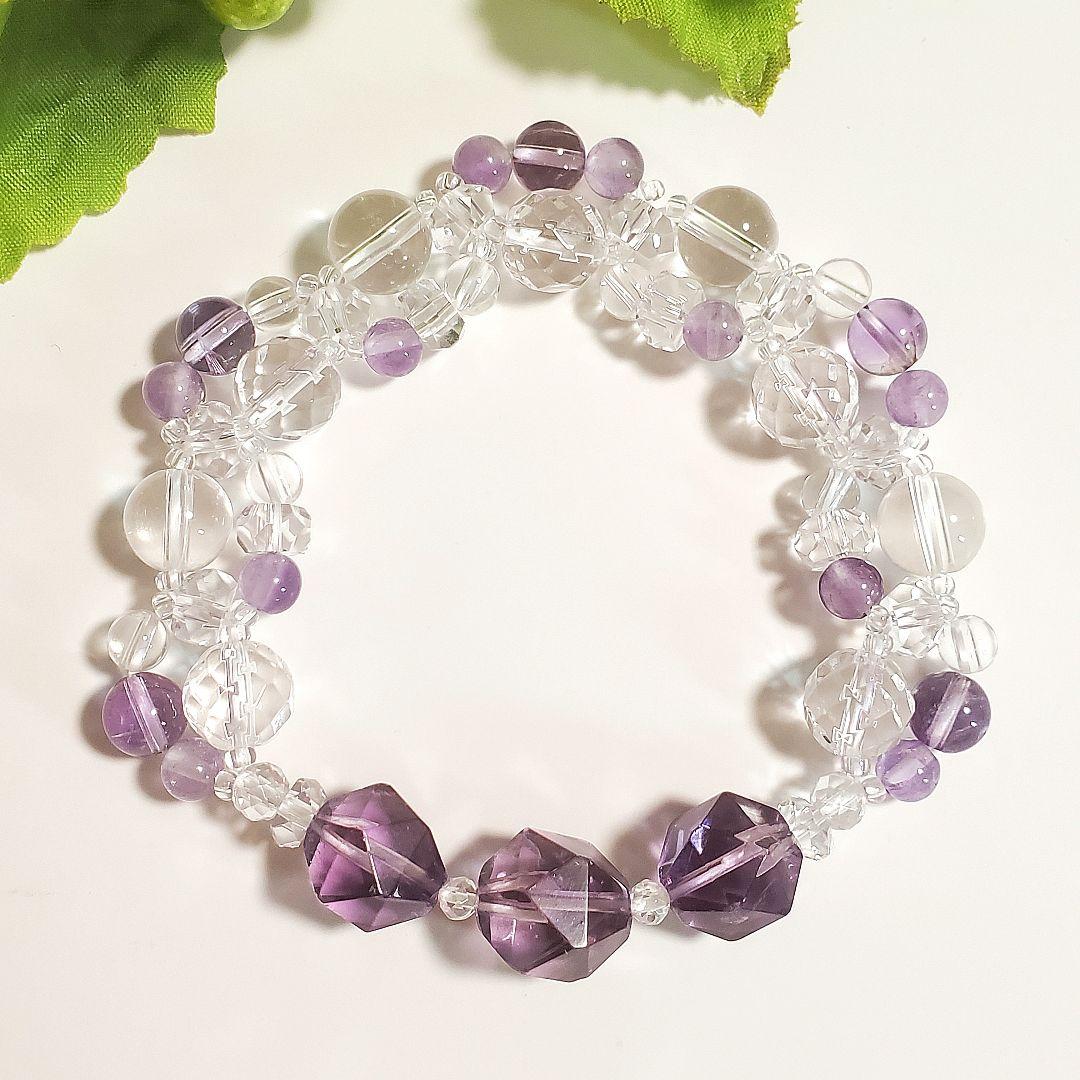 天然石　ブレスレット　＊No. 555＊ハンドメイド　パワーストーン　編み