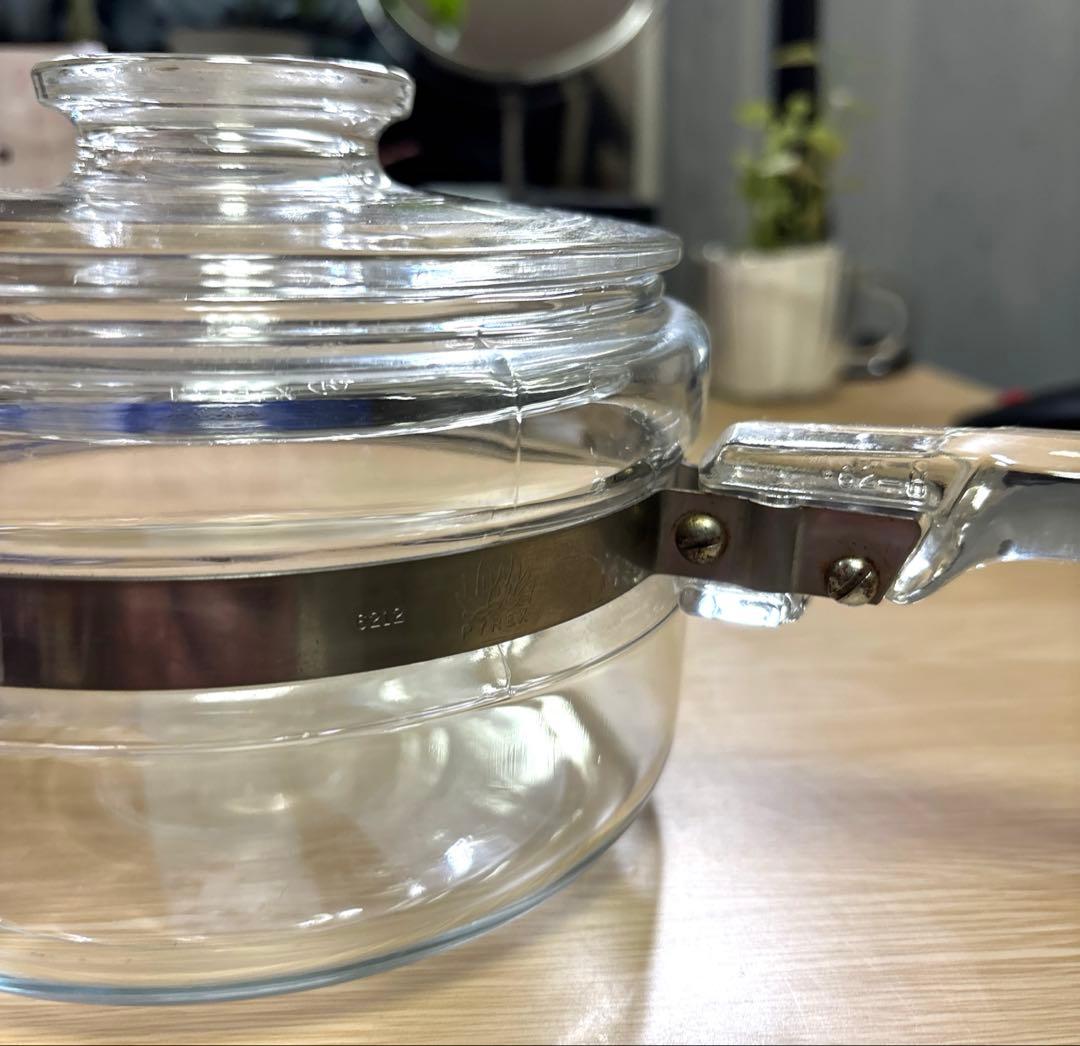 オールド　パイレックス　片手鍋　耐熱ガラス　ビンテージ　アメリカ製