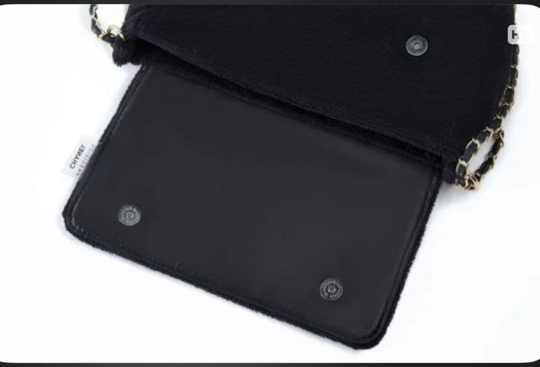 CHANEL ノベルティブラック スエード風 ショルダーバッグ ホワイトロゴ入り