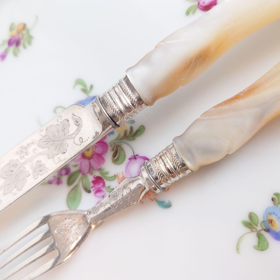 白蝶貝　カトラリーセットB　ナイフ　フォーク　マザーオブパール　イギリス