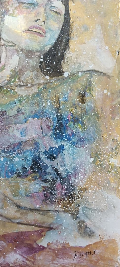 美人画 抽象 現代アート 水彩 アナログアート 原画 木製パネル