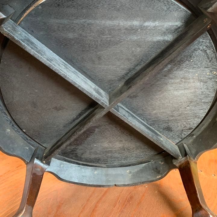 鶴彫刻　猫脚テーブル　座卓