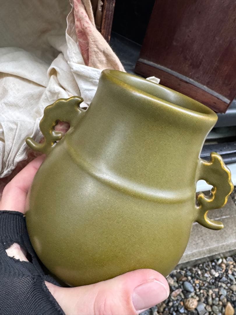 ‼️早速最後の値段‼️リサイクルFORT‼️唐物買取③‼️中国製の緑の花瓶‼️箱入で在銘‼️