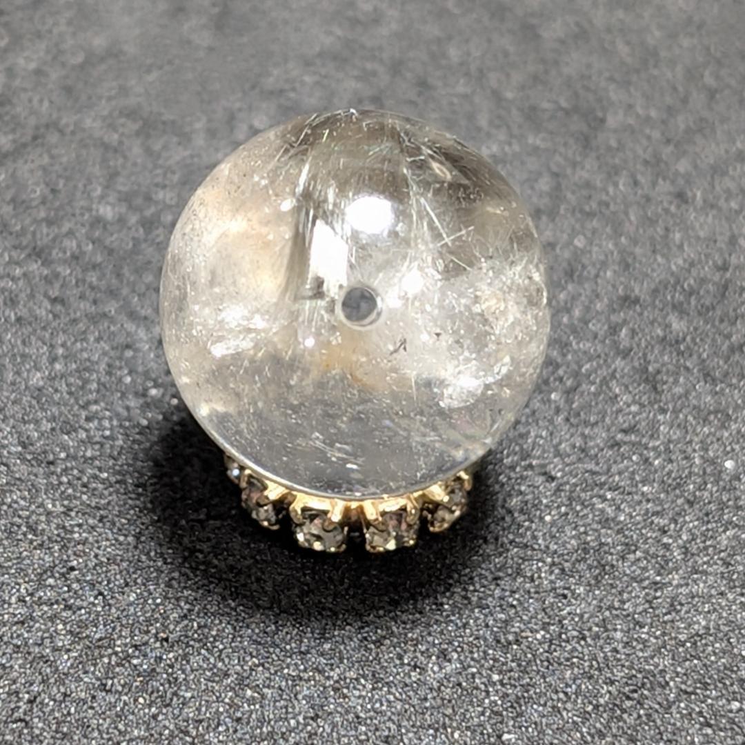 【鉱物の宝箱】プラチナルチルクォーツ 一点物 11ミリ 粒売り 貫通穴あり
