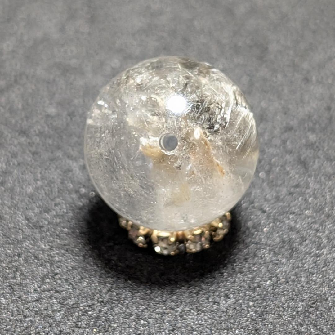【鉱物の宝箱】プラチナルチルクォーツ 一点物 11ミリ 粒売り 貫通穴あり