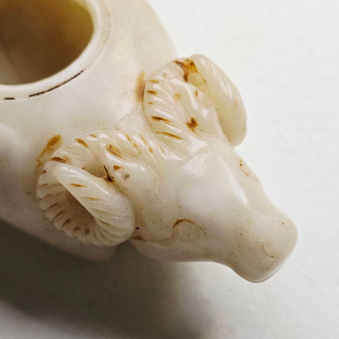 古文房具 本物和田白玉 原石 手彫 清 祥瑞紋 筆洗 墨池 筆添 玉硯 置物