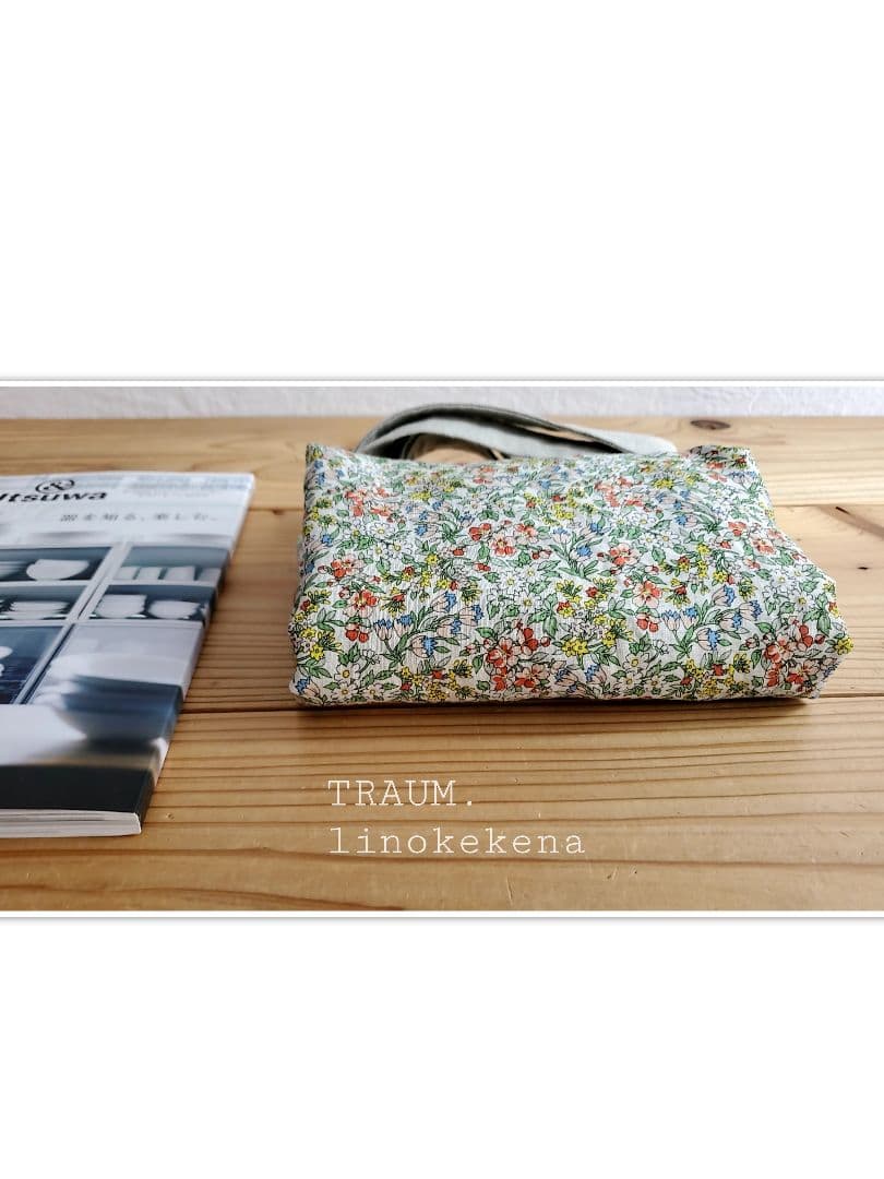 TRAUM.linokekena◆リネン100%(両面)toteーFlower☆