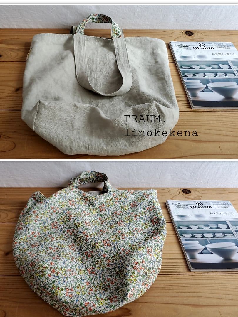 TRAUM.linokekena◆リネン100%(両面)toteーFlower☆
