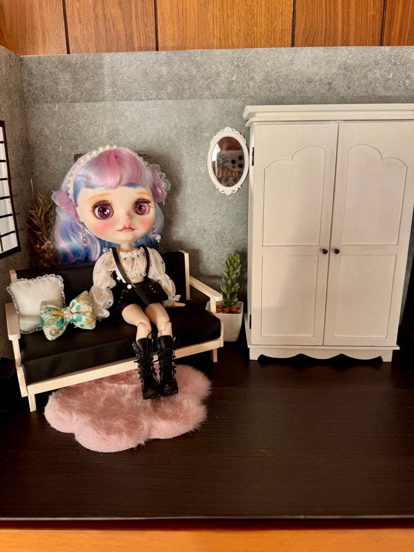 ミニチュアクローゼット　ブライス　アイシードール　木製クローゼット1/6スケール