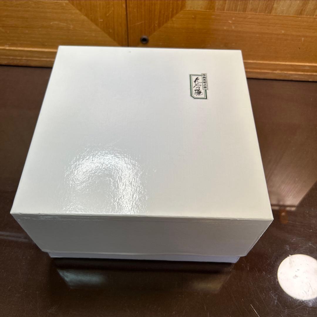 九谷青郊窯　6号皿揃 染付瓔珞紋花鳥　未使用品