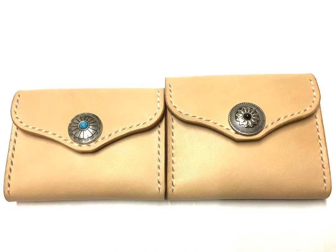 ハンドメイド 牛革 ナチュラル ヌメ革 ミニウォレット コンパクト財布