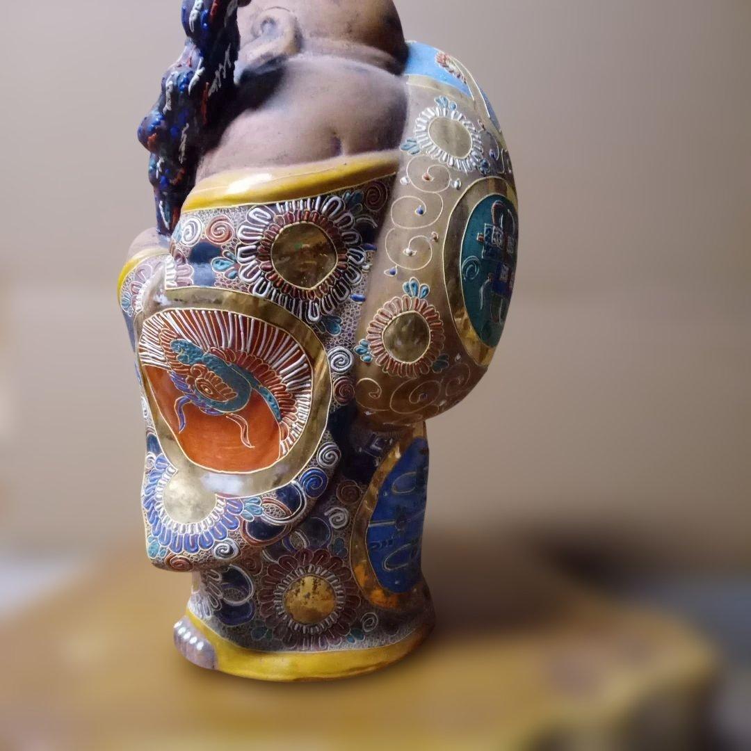 九谷焼　縁起物　特大　笑顔の福の神像 陶器製 45cm　アンティーク