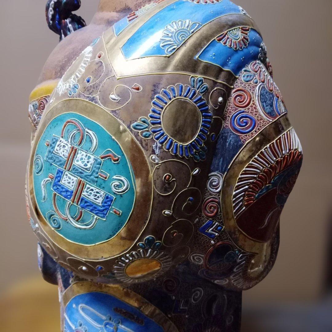 九谷焼　縁起物　特大　笑顔の福の神像 陶器製 45cm　アンティーク