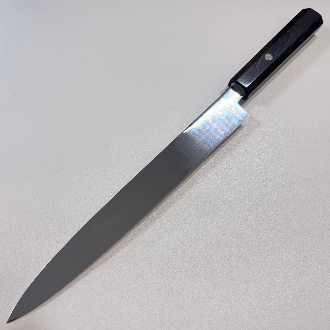 270mm 柳刃包丁 鏡面　黒檀八角柄 刺身包丁 「全鋼」︐