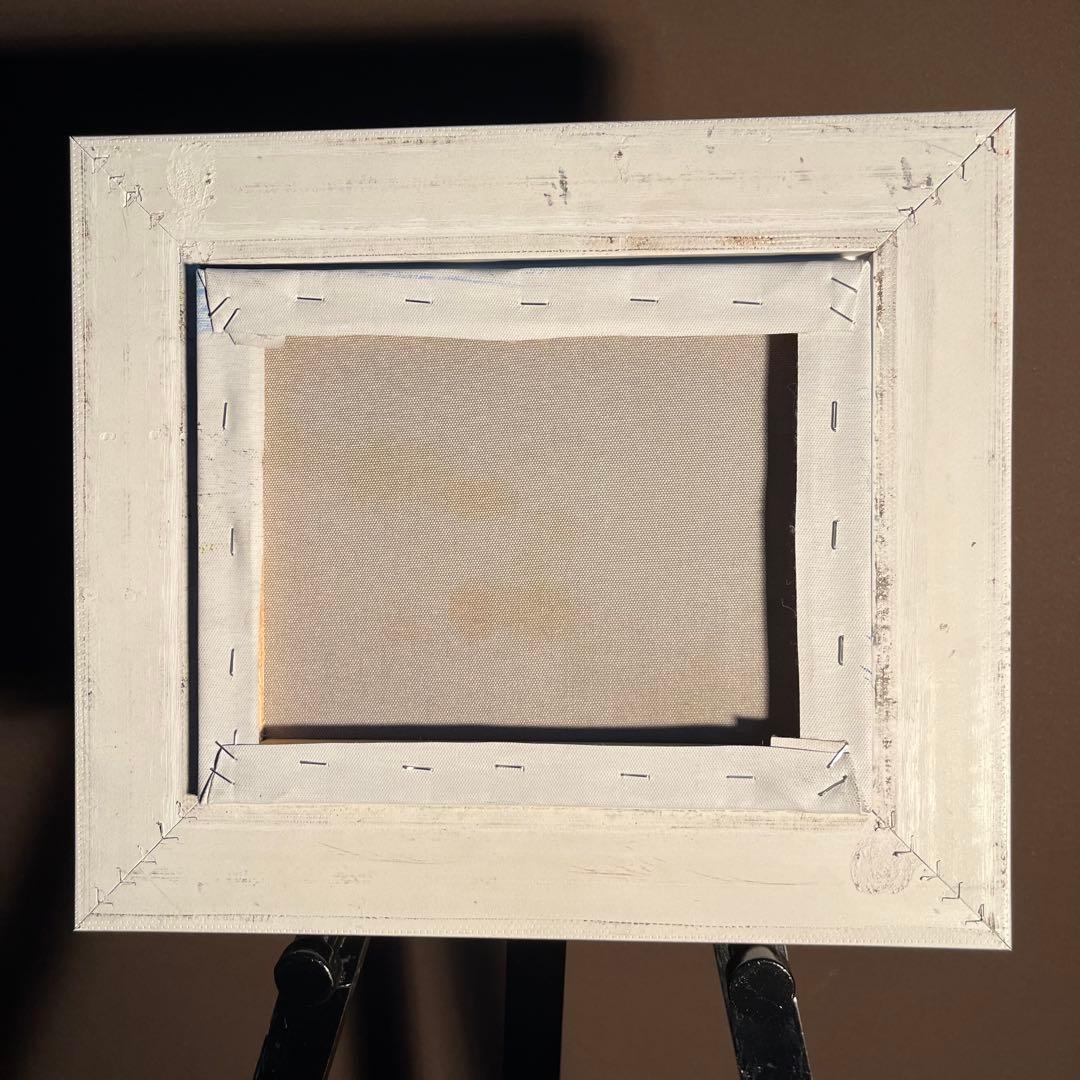 手書き油絵 地中海の風景 額付 絵画 インテリア 油彩画