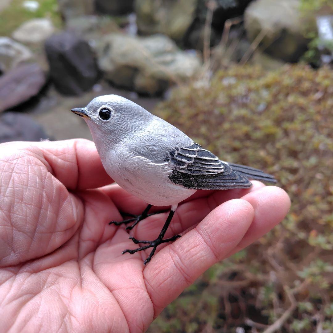 小さなバードカービング コサメビタキ 野鳥 木彫り