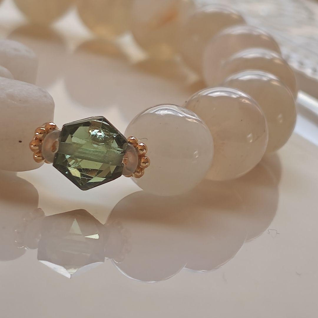 ホワイト瑪瑙十字架　グリーンアパタイト六芒星　ホワイトスノーガーデン　ムーンスト