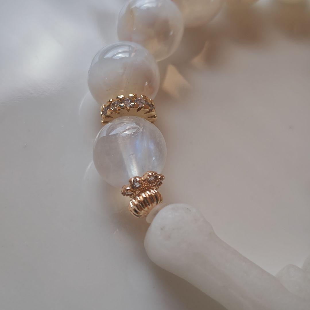 ホワイト瑪瑙十字架　グリーンアパタイト六芒星　ホワイトスノーガーデン　ムーンスト