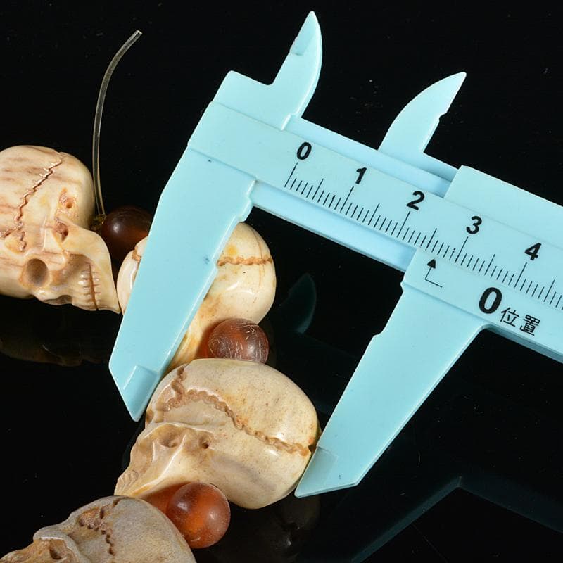 仏教美術　玉石獣骨彫刻　骸骨　数珠　念珠　G　R6151