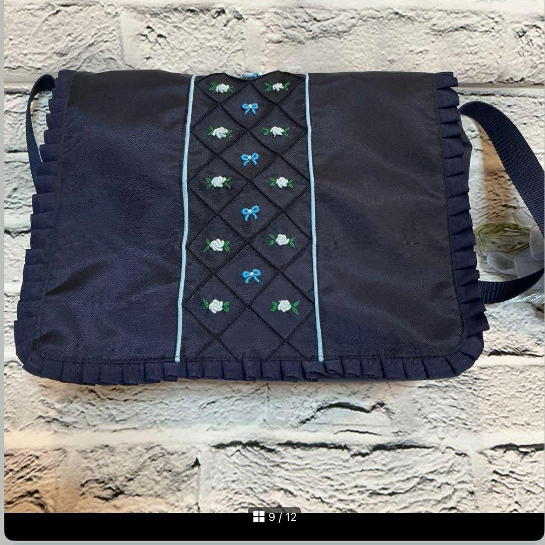 通学　通園　ショルダーバッグ　ハンドメイド　刺繍　ランチバッグ　私立小学校