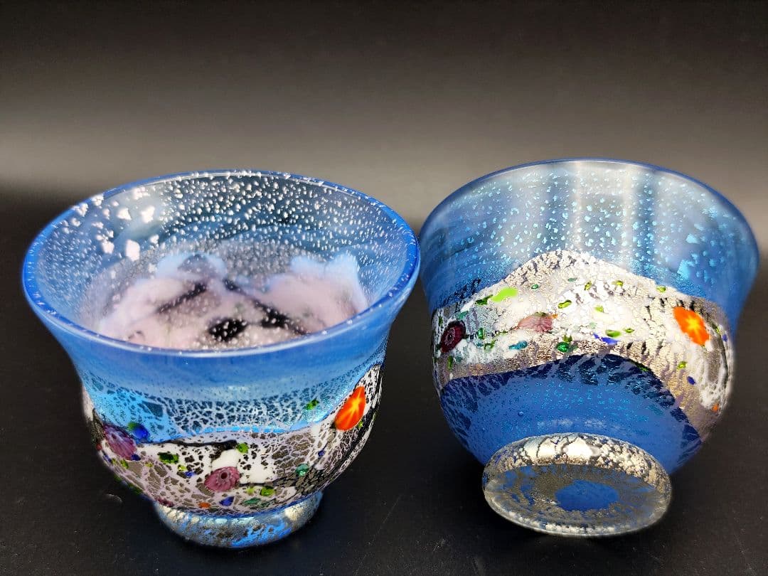 未使用美品☆黒木国昭 プラチナ象嵌 光琳 酒器セット（切子 江戸切子 薩摩切子）
