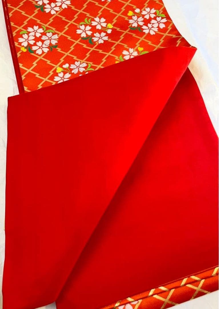 未使用　正絹　袋帯　桐生織　祝い帯　七五三　十三詣り